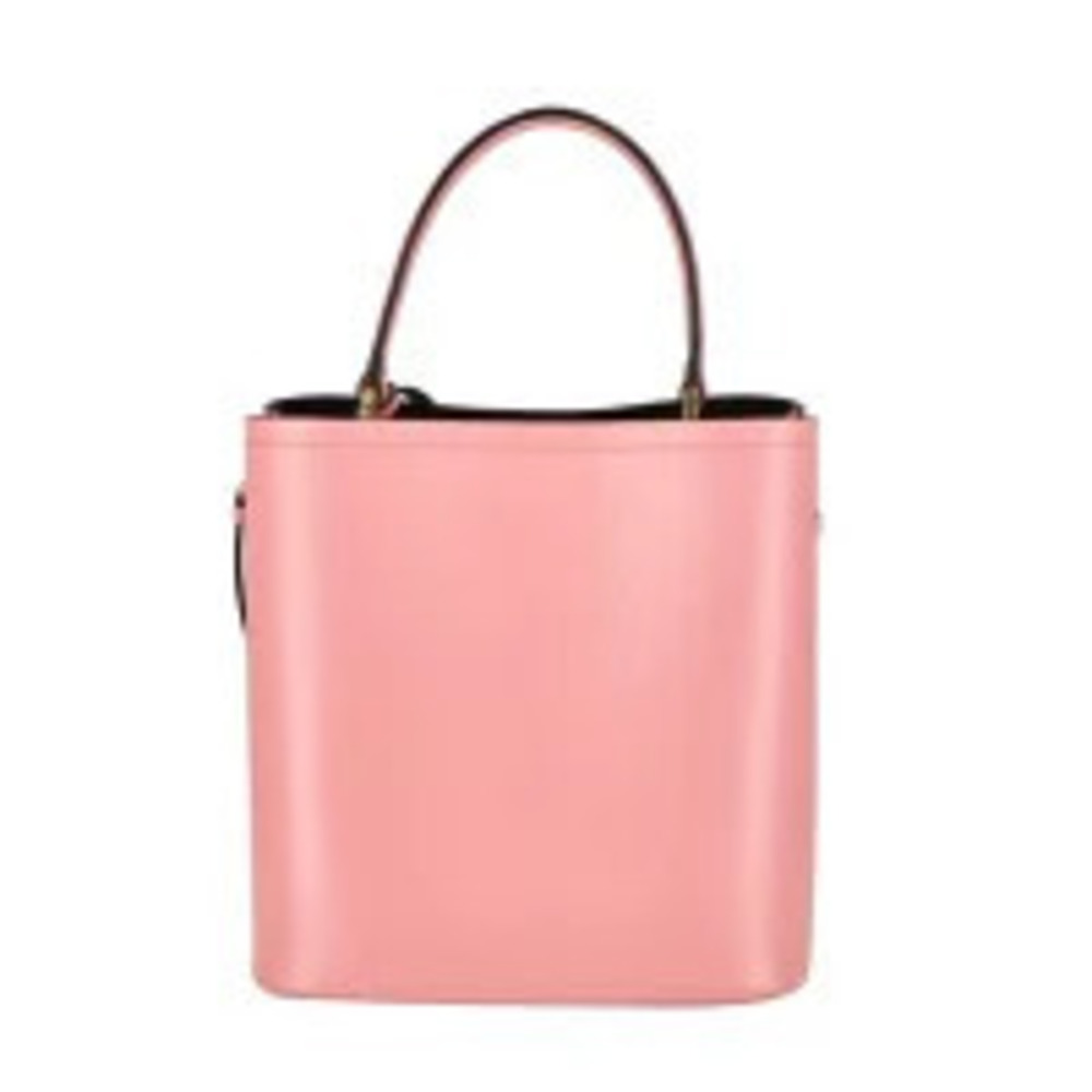 Prada pink geometric distinctive bag leather shape Saffiano Panier peony